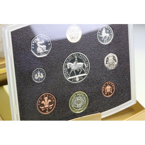 57 - A Royal Mint 2002 brilliant uncirculated nine coin Golden Jubilee year set, in fitted presentation c... 