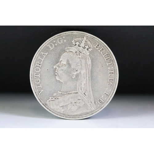 65 - Two British Queen Victoria (Jubilee Head) silver full crown coins to include 1889 and 1890 examples.