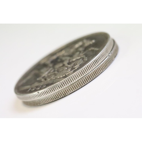 65 - Two British Queen Victoria (Jubilee Head) silver full crown coins to include 1889 and 1890 examples.