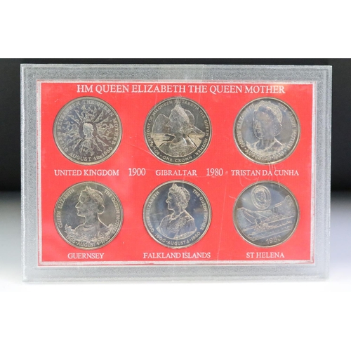 76 - A collection of seven mounted coin sets to include 1967 Coinage of G.B., 1965 EIIR set, Farewell to ... 