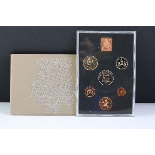 230 - A collection of ten Royal Mint brilliant uncirculated coin year sets to include 1981, 1980, 1979, 19... 