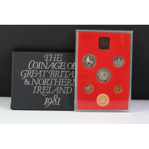 230 - A collection of ten Royal Mint brilliant uncirculated coin year sets to include 1981, 1980, 1979, 19... 