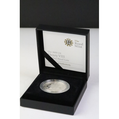 243 - A collection of five Royal Mint United Kingdom silver proof £5 / Crown coins to include 2002 Memoria... 