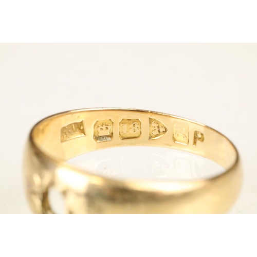 152 - Three gold rings to include a an18ct gold five stone diamond ring (one diamond missing, size M, mark... 