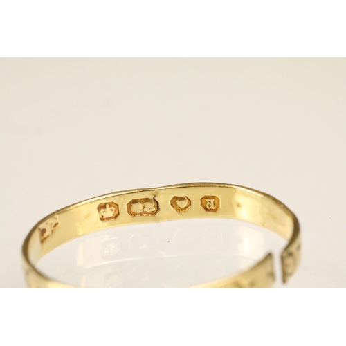 152 - Three gold rings to include a an18ct gold five stone diamond ring (one diamond missing, size M, mark... 