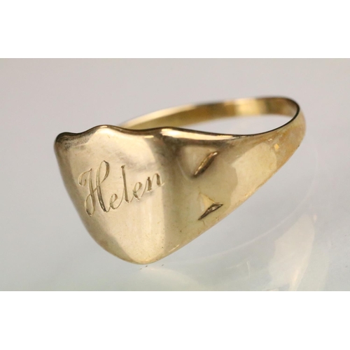 154 - Yellow gold hallmarked signet ring (hallmark partially rubbed, likely 18ct gold, date mark 1929, siz... 