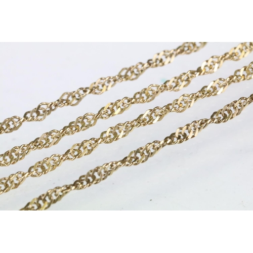 162 - 9ct gold fine rope twist necklace chain with spring ring clasp (hallmarked to clasp) together with a... 