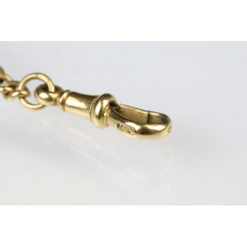 163 - 18ct gold hallmarked curb link watch necklace chain with T bar pendant. Hallmarked Birmingham 1926, ... 