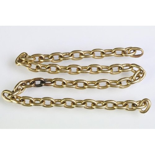 230 - 9ct gold hallmarked swivel fob (af, stones missing) together with a length of yellow metal oval link... 