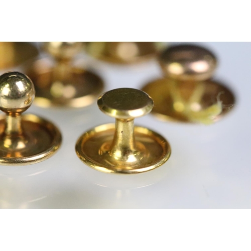 232 - Collection of 9ct gold dress studs including a button pearl set example. All marked 9ct or hallmarke... 