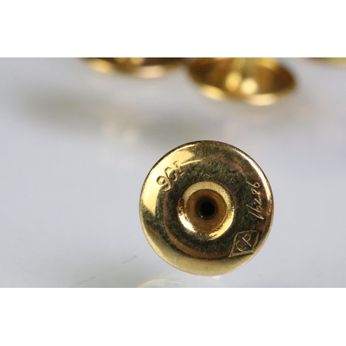 232 - Collection of 9ct gold dress studs including a button pearl set example. All marked 9ct or hallmarke... 