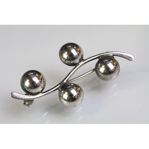 242 - Collection of 20th Century brooches to include Danish silver modernist ball brooch (signed COF for C... 