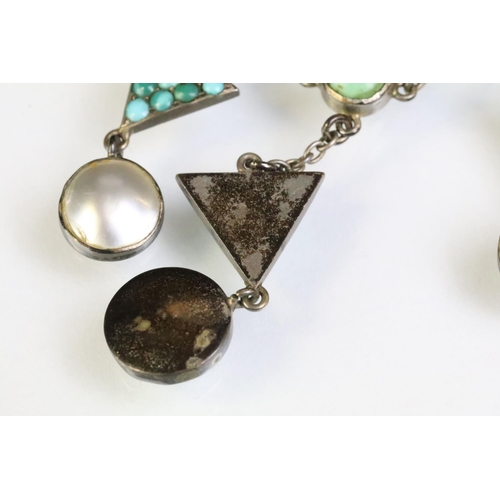 244 - Collection of assorted 20th Century jewellery to include an Art Deco turquoise and mother of pearl d... 