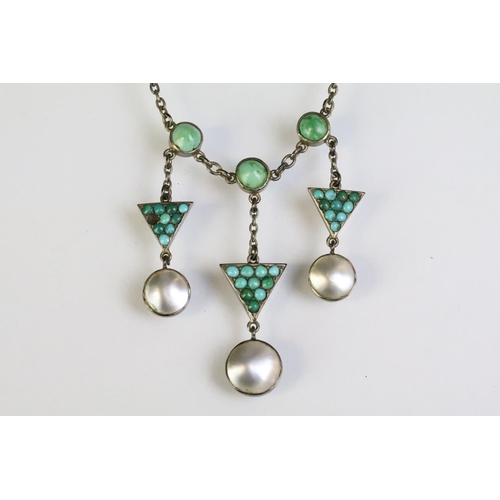 244 - Collection of assorted 20th Century jewellery to include an Art Deco turquoise and mother of pearl d... 