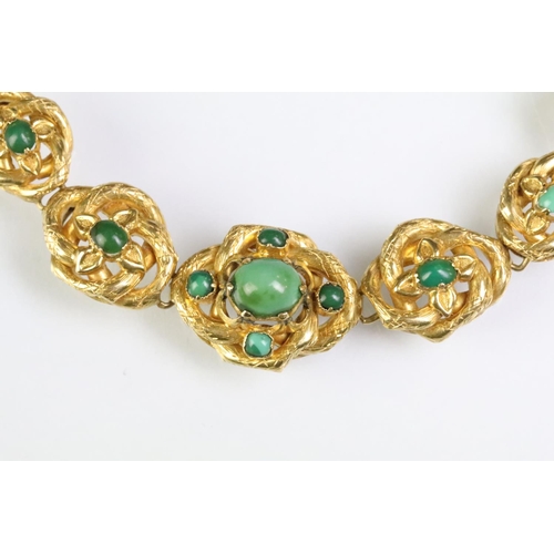 18 - 19th Century Victorian gold and turquoise collar necklace. The central section constructed with yell... 