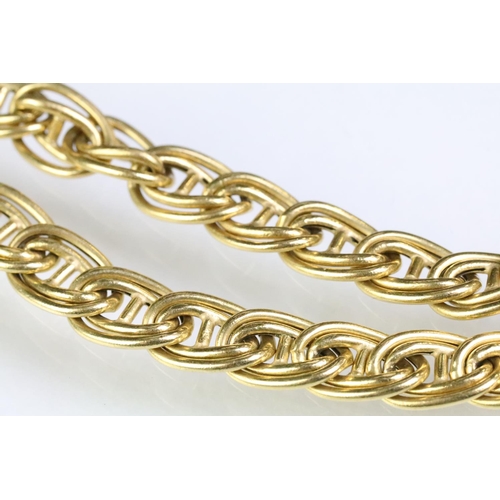 185 - 18ct gold double anchor link bracelet chain with a lobster clasp. Italian 750 mark to clasp. Measure... 