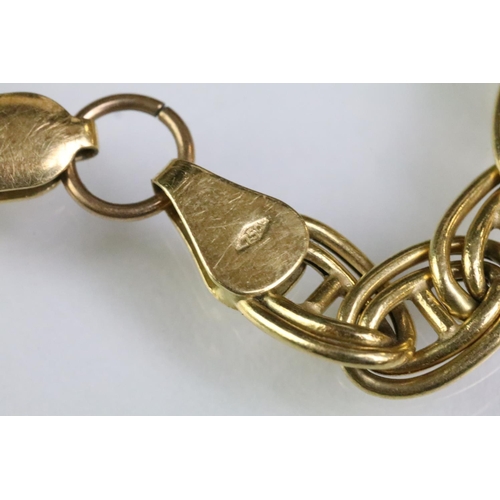 185 - 18ct gold double anchor link bracelet chain with a lobster clasp. Italian 750 mark to clasp. Measure... 