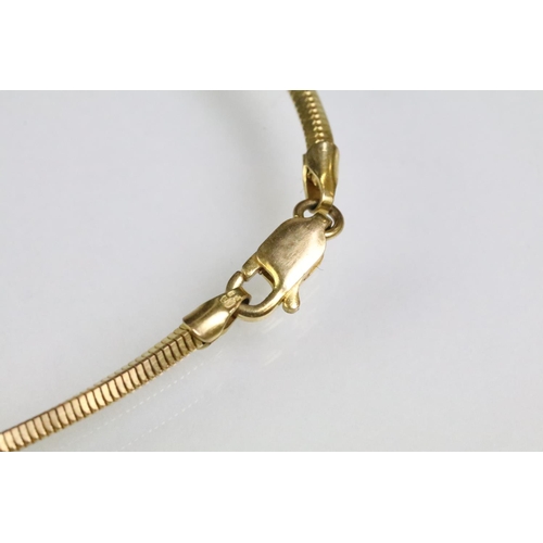 186 - Three bracelets to include a 9ct gold snake chain bracelet (hallmarked Birmingham), a fine rope twis... 