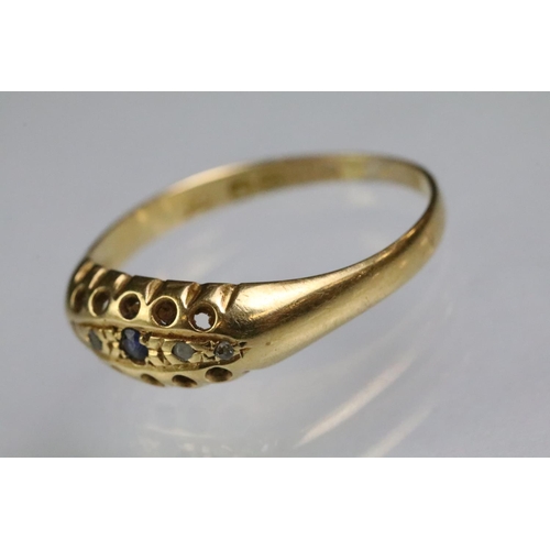 200 - Two 18ct gold rings to include an 18ct gold and platinum diamond set panel ring (marked 28ct & plat,... 