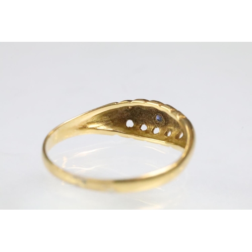 200 - Two 18ct gold rings to include an 18ct gold and platinum diamond set panel ring (marked 28ct & plat,... 