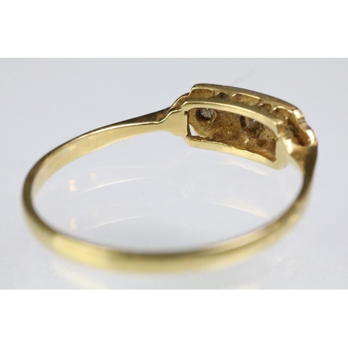 200 - Two 18ct gold rings to include an 18ct gold and platinum diamond set panel ring (marked 28ct & plat,... 