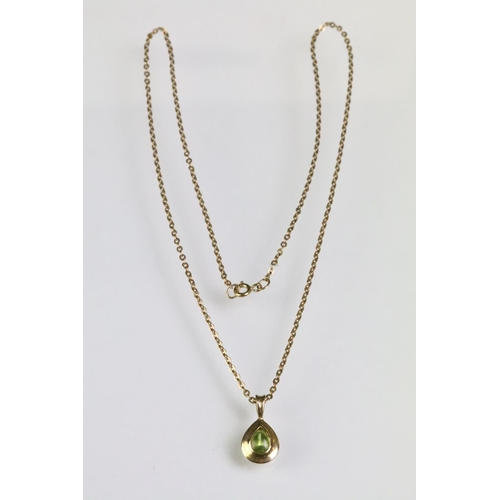 95 - Hallmarked 9ct gold and peridot pendant necklace (hallmarked Sheffield 1995), together with a silver... 