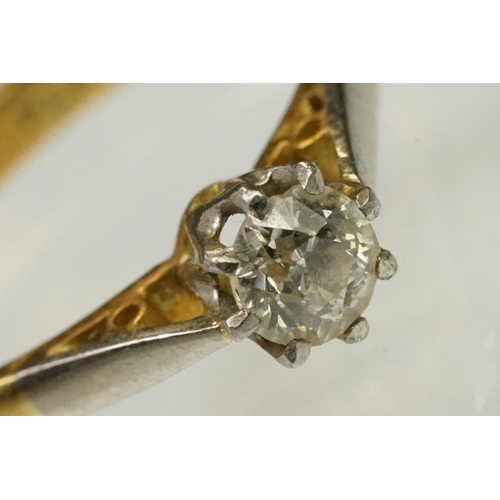 100 - Diamond solitaire ring being set with a round brilliant cut diamond in a platinum cathedral setting ... 