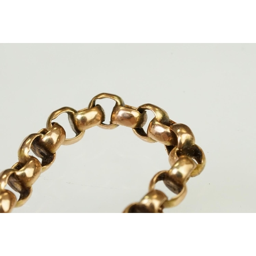 109 - Early 20th Century antique 9ct gold belcher link necklace chain with cylinder clasp. Marked 9ct to c... 