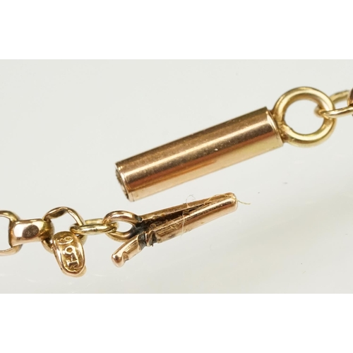 109 - Early 20th Century antique 9ct gold belcher link necklace chain with cylinder clasp. Marked 9ct to c... 