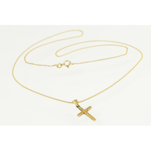 113 - Two gold pendant necklace to include a 9ct gold cross pendant (hallmarked) on a 9ct gold chain (mark... 