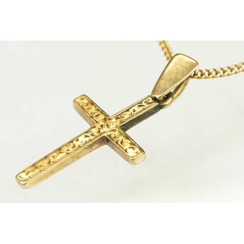 113 - Two gold pendant necklace to include a 9ct gold cross pendant (hallmarked) on a 9ct gold chain (mark... 