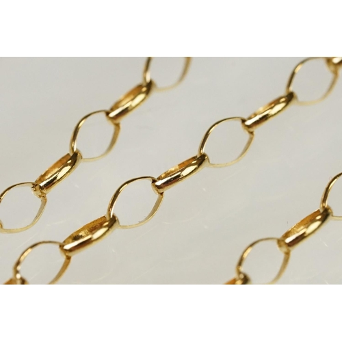 115 - 9ct gold oval link necklace chain with a spring ring clasp. Hallmarked Sheffield 1990 to jump link. ... 