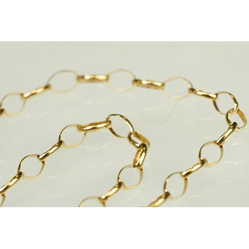 115 - 9ct gold oval link necklace chain with a spring ring clasp. Hallmarked Sheffield 1990 to jump link. ... 