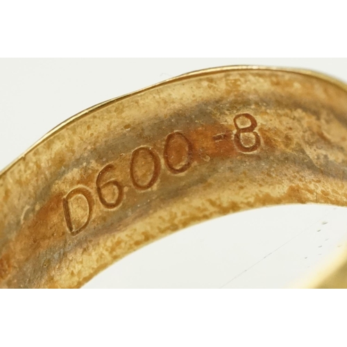 119 - 9ct gold band ring having engraved detailing to the band (hallmarked London 1982, size P.5), togethe... 