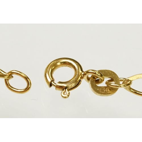 120 - Two 9ct gold bracelet chains to include a faceted curb link chain (hallmarked to jump link), and a f... 