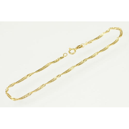 120 - Two 9ct gold bracelet chains to include a faceted curb link chain (hallmarked to jump link), and a f... 