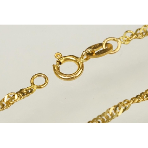 120 - Two 9ct gold bracelet chains to include a faceted curb link chain (hallmarked to jump link), and a f... 