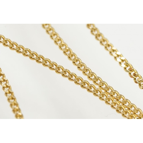 127 - 18ct gold fine link necklace chain having a yellow metal pendant set with a round cut diamond and 9c... 