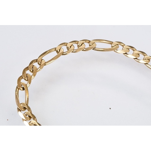 159 - Hallmarked 9ct gold figaro link necklace chain having a lobster clasp. Import marked Sheffield 1992.... 