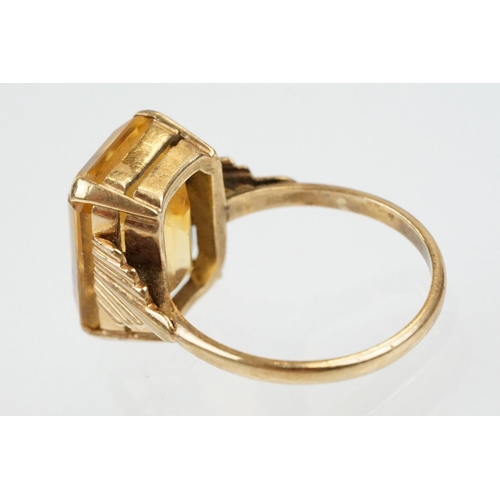 170 - Three 9ct gold stone set rings to include a 9ct gold and citrine dress ring (marked 9ct, size M.5), ... 