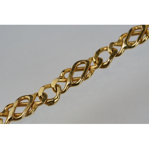 172 - Hallmarked 9ct gold fancy link necklace chain with a lobster clasp. Clasp import marked Sheffield 19... 