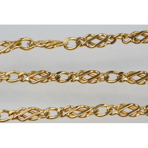 172 - Hallmarked 9ct gold fancy link necklace chain with a lobster clasp. Clasp import marked Sheffield 19... 