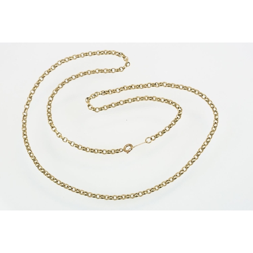 179 - Hallmarked 9ct gold belcher link necklace chain. Hallmarked London 1982. Chain measures 18 inches.