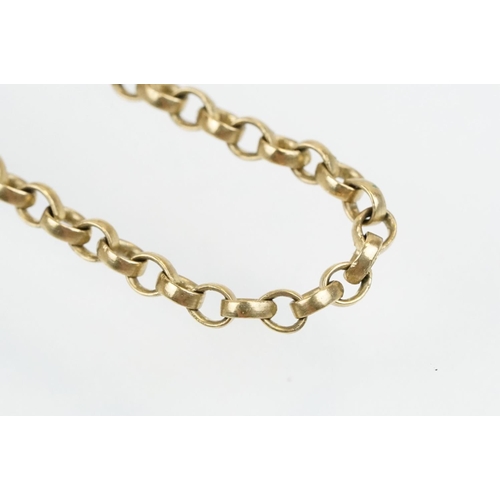 179 - Hallmarked 9ct gold belcher link necklace chain. Hallmarked London 1982. Chain measures 18 inches.