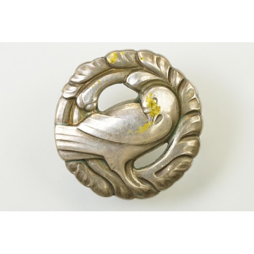 19 - Georg Jensen silver dove brooch design by Christian Mohl-Hansen featuring a moulded dove to centre w... 