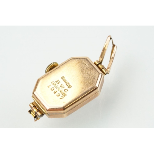 310 - Art Deco 9ct gold case cocktail watch (hallmarked to case), together with 9ct watch strap (af, marke... 