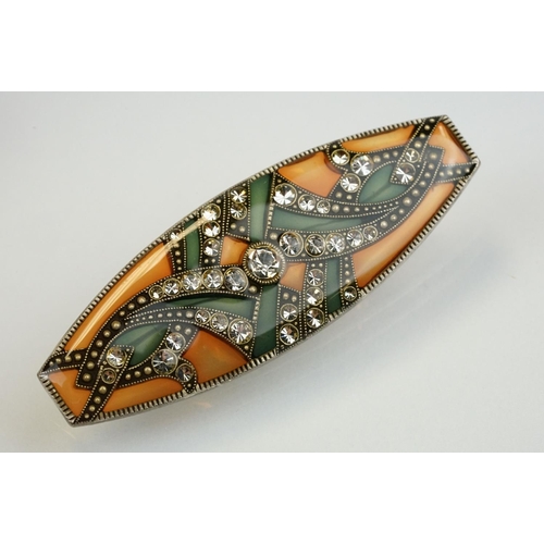 330 - Collection of Catherine Popesco brooches, each in the art deco style, enamelled and set with with st... 