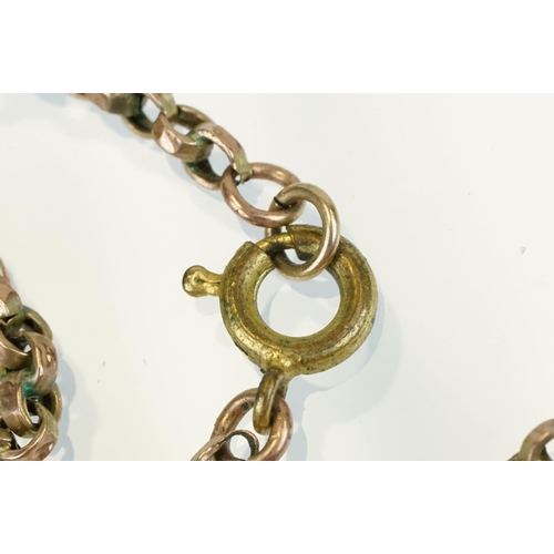 332 - Gold front and back locket mounted to a gold plated belcher link chain, Victorian 9ct gold mourning ... 