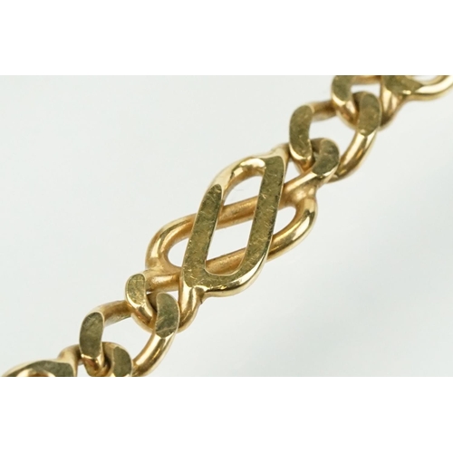 347 - 9ct gold hallmarked fancy link chain bracelet with lobster clasp. Import marked Sheffield 1998. Meas... 