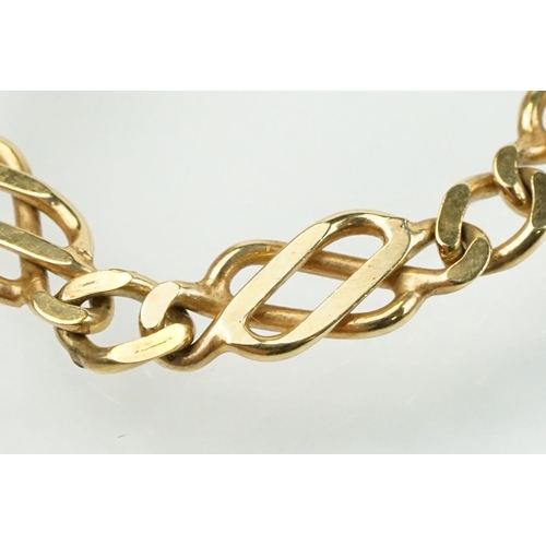 347 - 9ct gold hallmarked fancy link chain bracelet with lobster clasp. Import marked Sheffield 1998. Meas... 